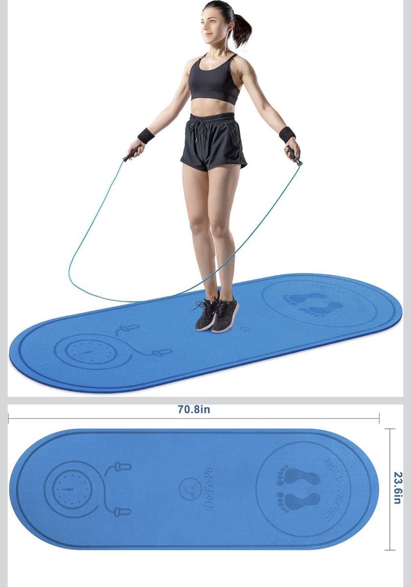 DoFoPo Jump Rope Mat, 70.8x23.6in, Blue, Thickened Non-Slip, Shock Absorbing for Cardio/Fitness