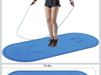 DoFoPo Jump Rope Mat, 70.8x23.6in, Blue, Thickened Non-Slip, Shock Absorbing for Cardio/Fitness