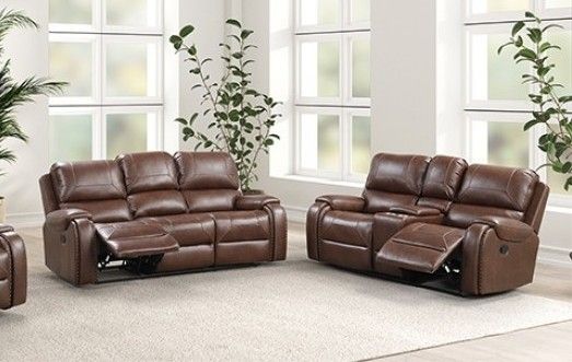 NEW RECLINING Leather SOFA & LOVESEAT with PILLOWS - NEW IN BOX
