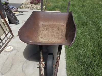 Vintage Metal Wheelbarrow - Rustic Yard Decor/Garden Planter