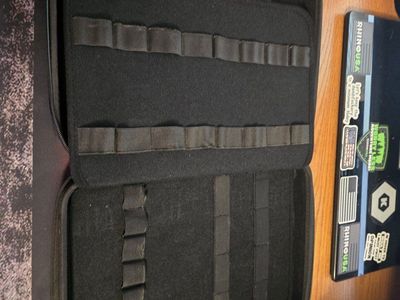 Black Zippered Hard Case with Foam Insert and Elastic Straps for Knives/Pens/Tools