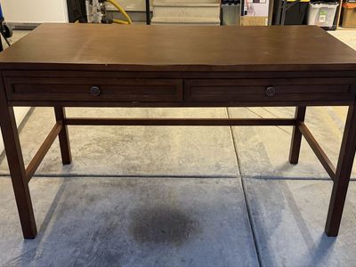Wooden Writing Desk with Two Drawers Dark Brown Finish
