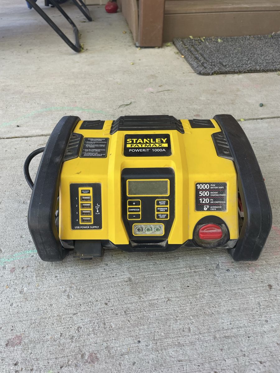 Stanley Fatmax Powerit 1000A Jump Starter w/ 120 PSI Air Compressor & USB Power Supply