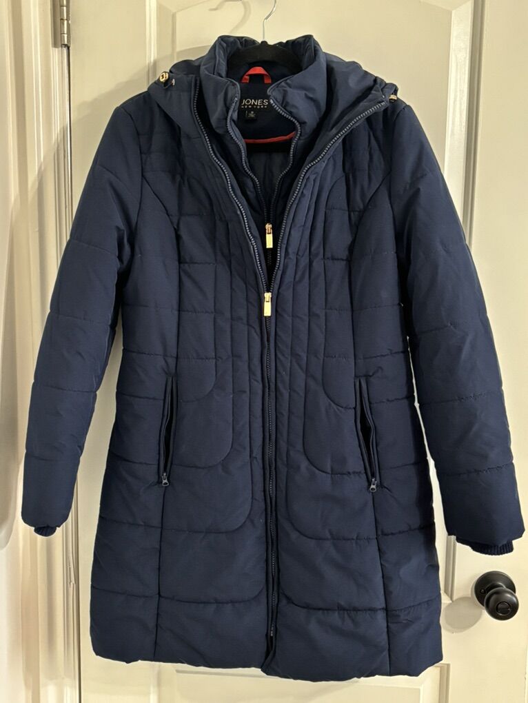 Long Puffer Warm Long Navy Women's Coat Size:M