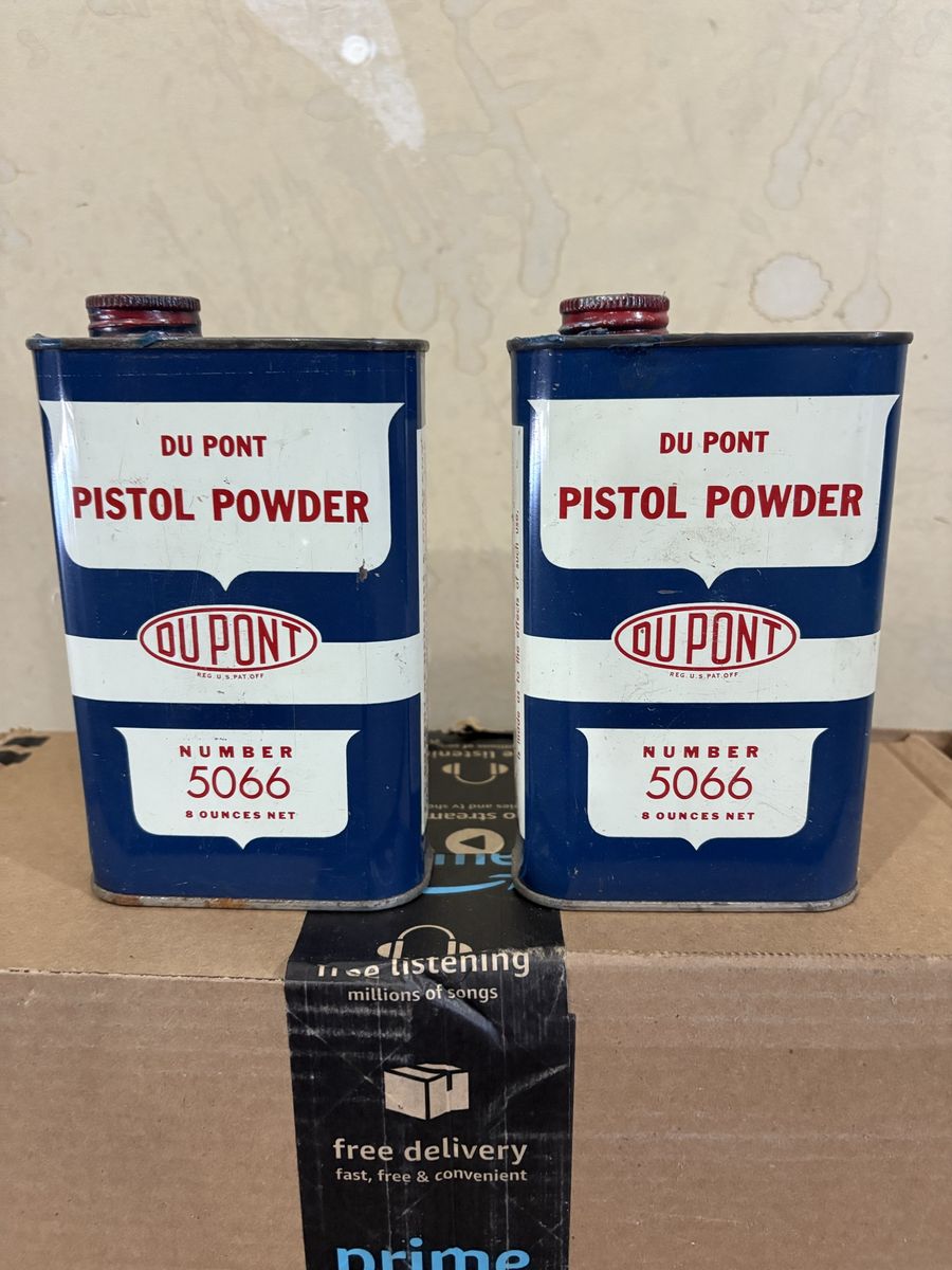 Vintage Du Pont Pistol Powder 5066 (Set of 2) - 8 oz Net
