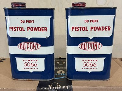 Vintage Du Pont Pistol Powder 5066 (Set of 2) - 8 oz Net