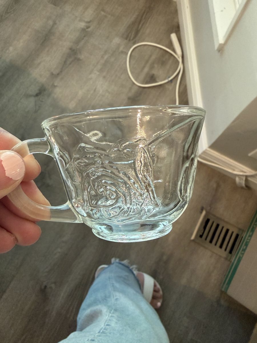 Vintage Rose Pattern Glass Tea Cups – Set of 8