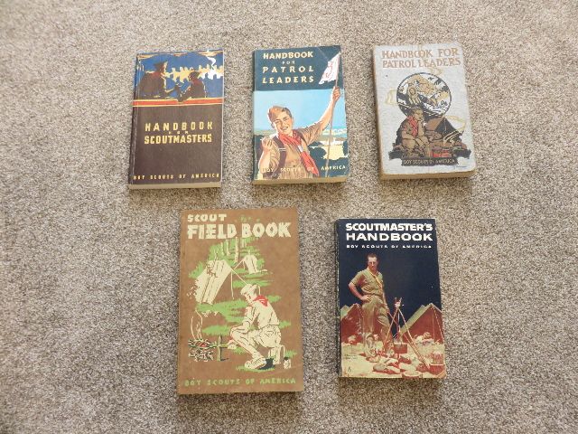 LOT OF 5 BOY SCOUTS OF AMERICA "PATROL LEADER AND SCOUTMASTER" VINTAGE BOOKS - FROM 1944 TO 1970