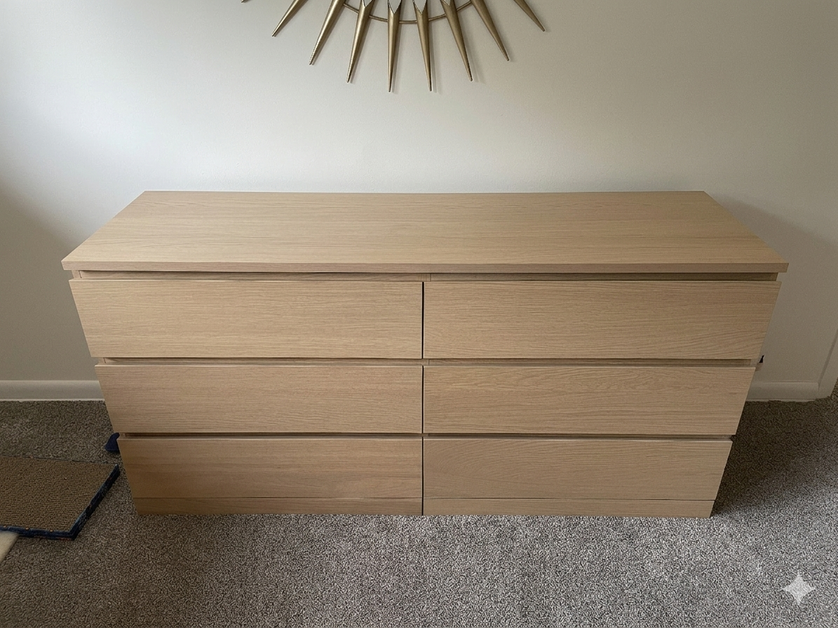 IKEA STORKLINTA (MALM) 6-drawer dresser, oak finish