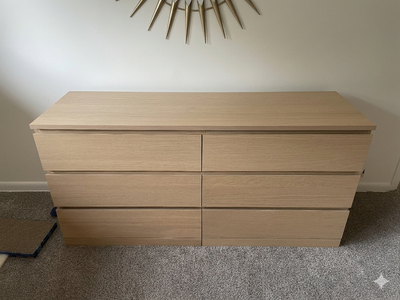 IKEA STORKLINTA (MALM) 6-drawer dresser, oak finish