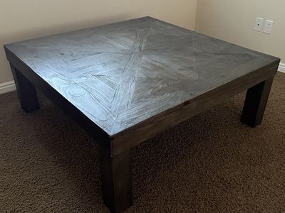 Solid Wood Coffee Table – 47.5” Square – Dark Wood Finish - $100