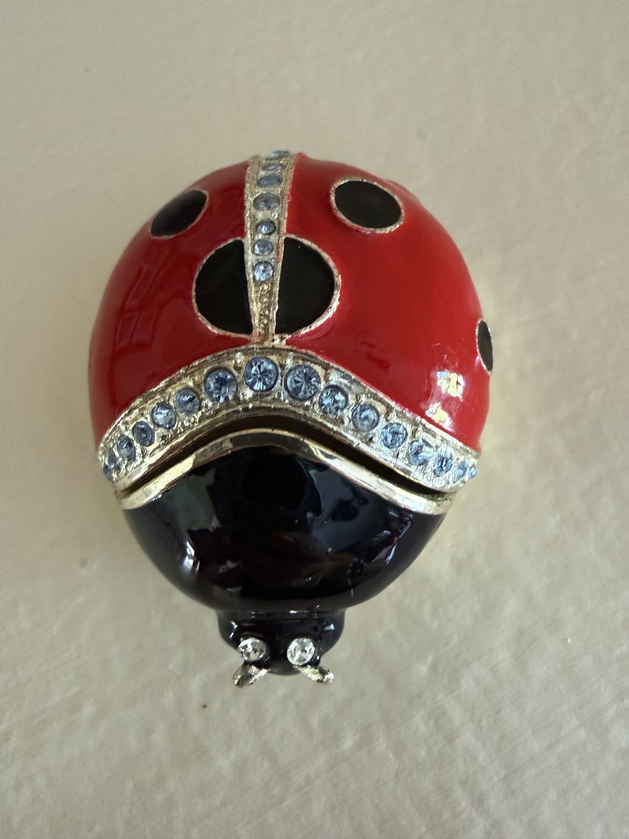 Beautiful heavy metal ladybug pill holder 2 1/2” long