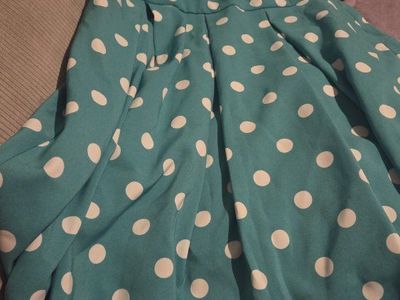 Polka Dot Dress in Teal with White Dots, Size L - Excellent Condition