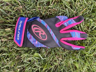 Rawlings Kids' Youth baseball/softball Batting Glove - Blue/Pink/Black, Size TBD