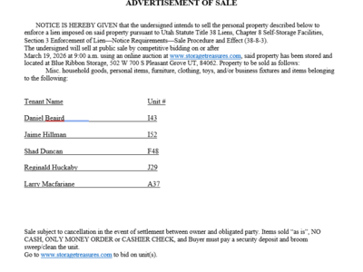 Notice of Public Auction