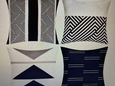 Set of 4 Throw Pillow Covers Modern Geometric Black and White