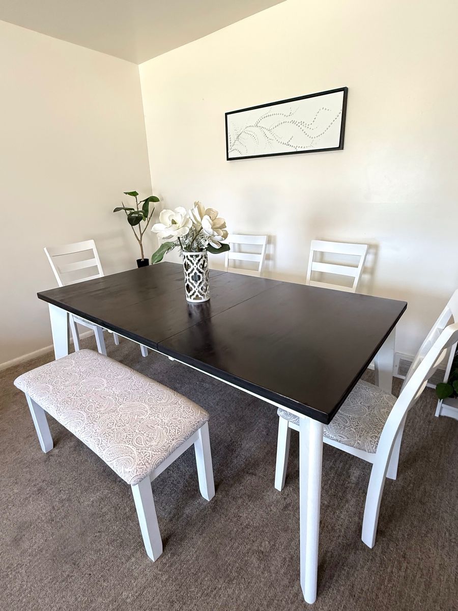 Beautiful mcm dining table w 4 chairs and bench