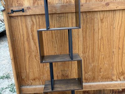 Industrial S-Shaped 5-Tier Bookshelf Dark Wood and Black Metal