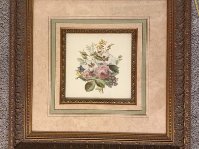 Hobby Lobby Stores Gold Framed Floral Wall Art Print 23.5x23.5 inches - Ornate Frame