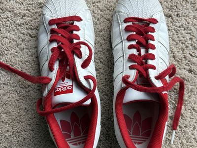 Adidas Superstar Shell Toe Sneakers - White/Red, Classic Style