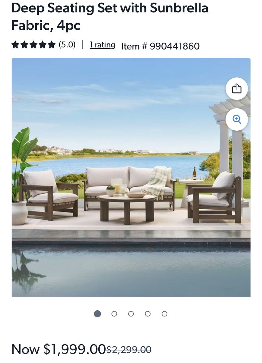 Member's Mark Atticus 4-Piece Deep Seating Set with Sunbrella Fabric, Rust-Free Aluminum Frame