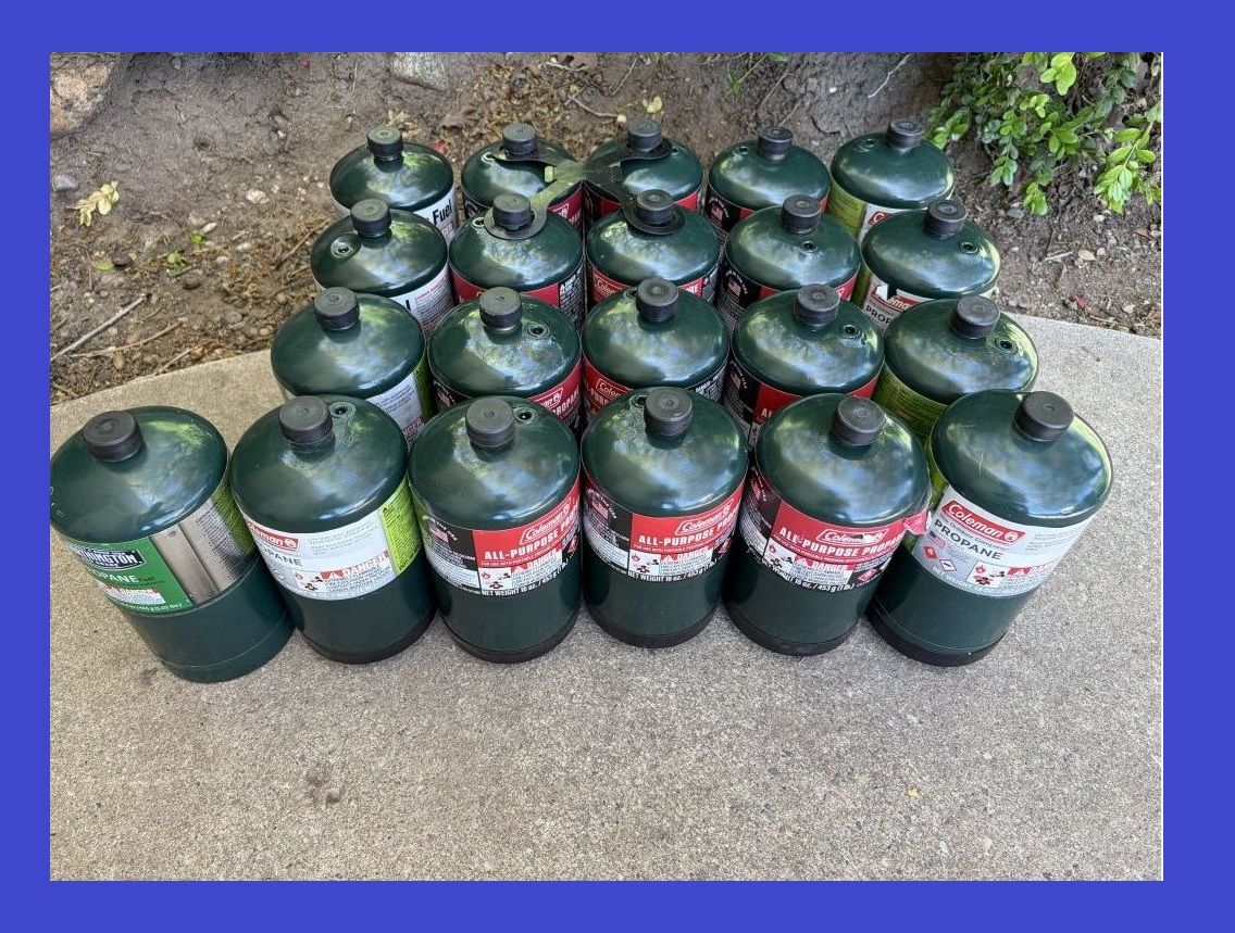 FULL - Coleman type All-Purpose Propane LP Gas Fuel 1LB Tanks/Canisters/Cylinders LPG