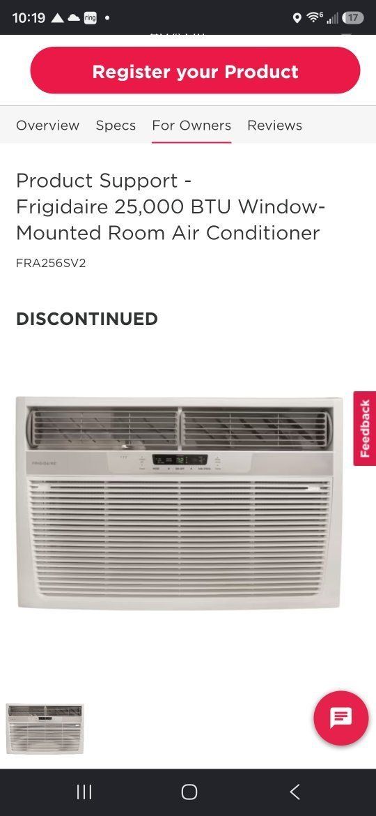 Frigidaire FRA256SV2 25,000 BTU Window-Mounted Room Air Conditioner - Cools up to 1600 sq. ft.