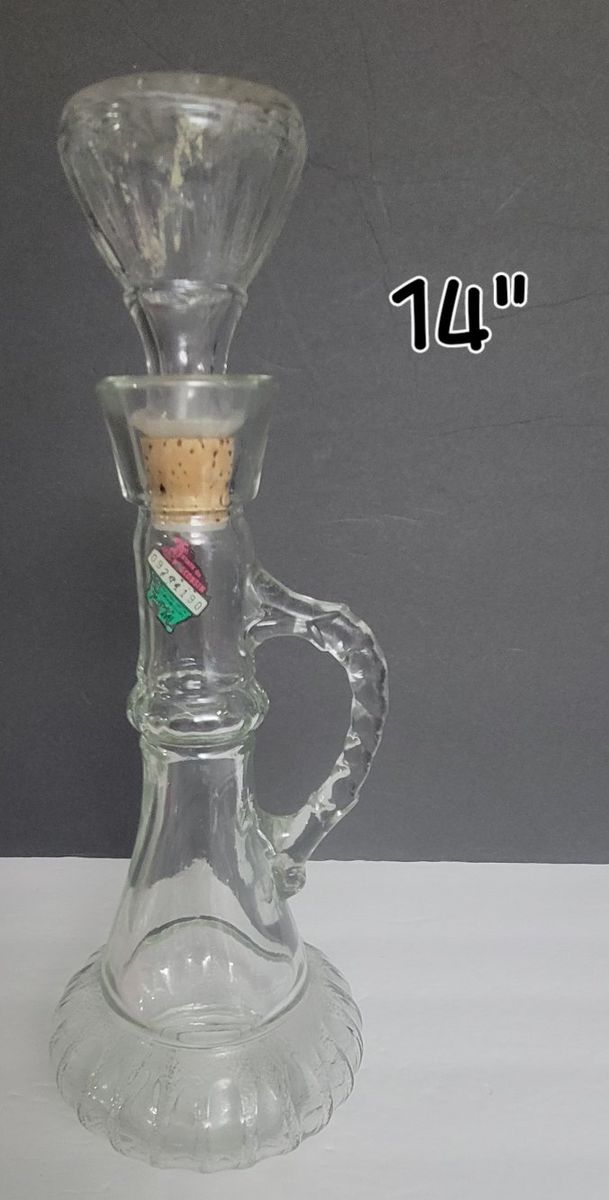 Vintage Glass Decanter, Vases, and Ceramic Basket