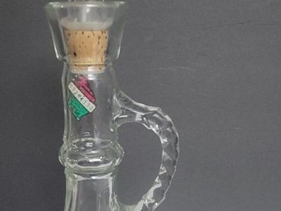 Vintage Glass Decanter, Vases, and Ceramic Basket