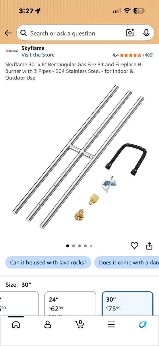 30x6 fire pit burner bar - new