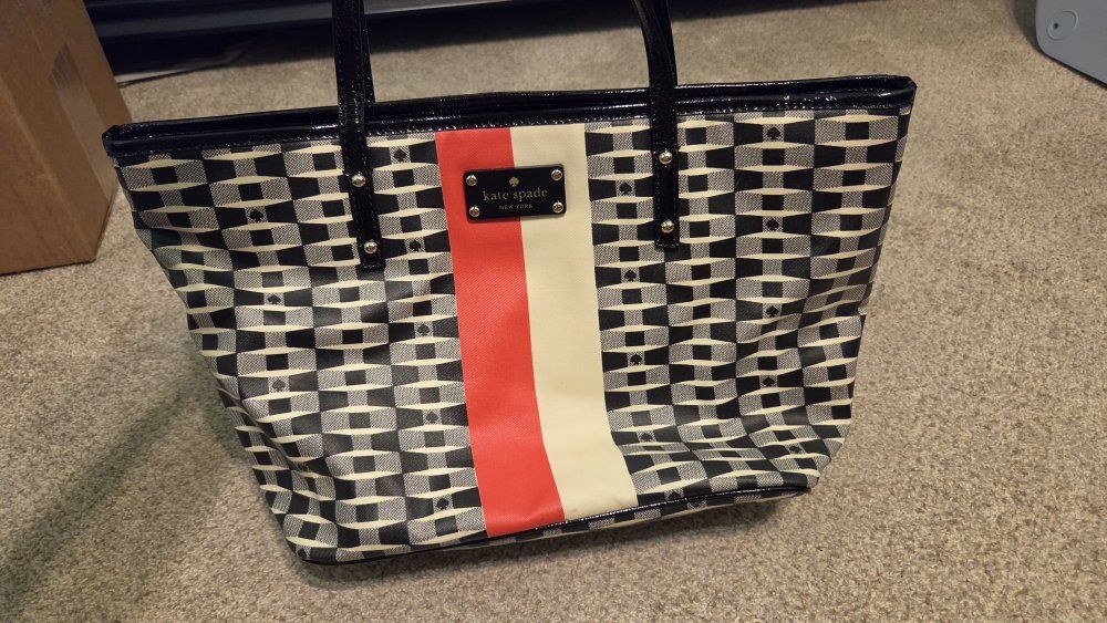 Kate Spade New York Geometric Print Tote Bag Black Red White