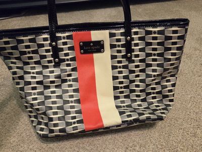 Kate Spade New York Geometric Print Tote Bag Black Red White