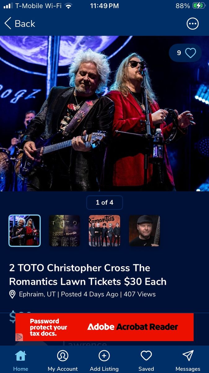 2 TOTO + Christopher Cross + The Romantics Lawn Tickets - Utah First Amphitheatre