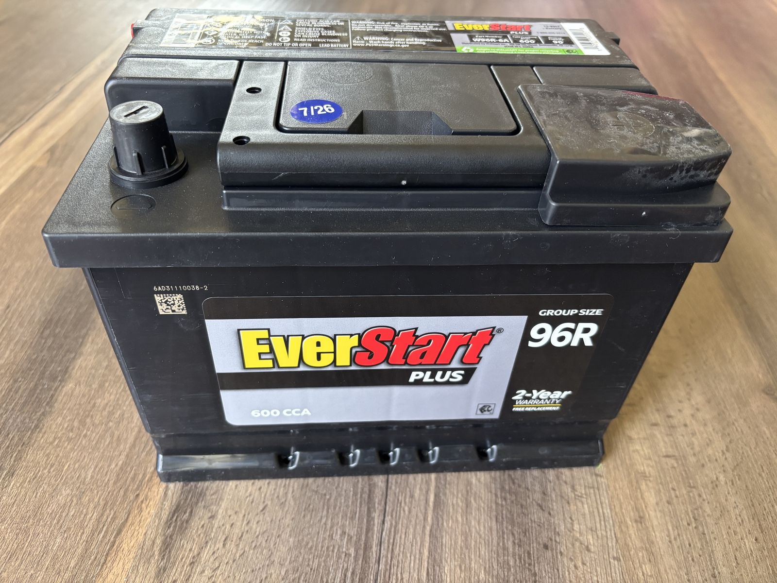Brand New EverStart Plus 96R Car Battery, 600 CCA