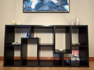 Modern Black Asymmetric Cube Bookshelf Display Unit