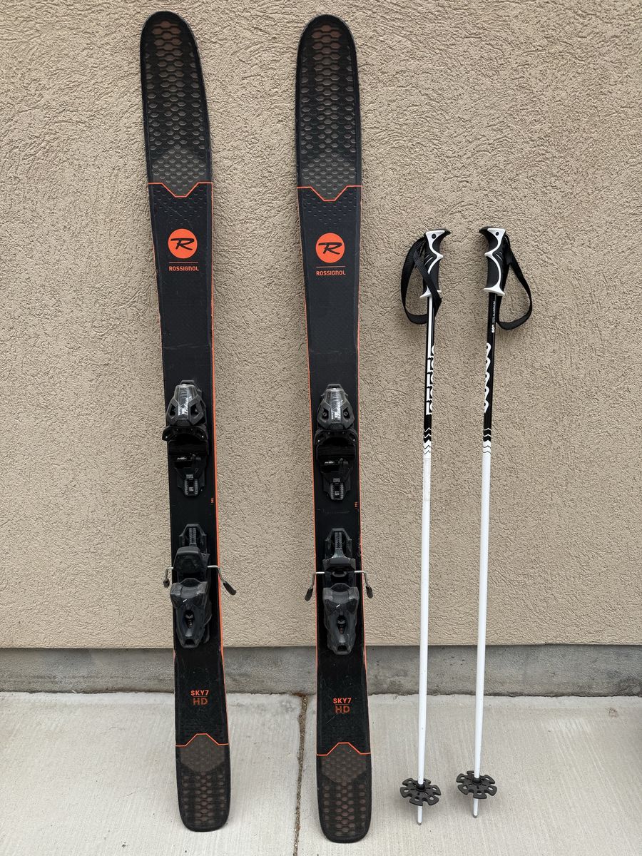 Rossignol SKY 7 HD Skis with Bindings & Poles - All-Mountain, Freeride, Used