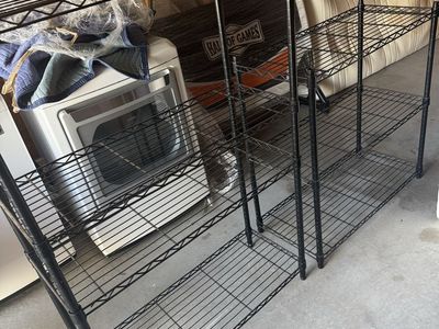 Several storage racks. Different kinds