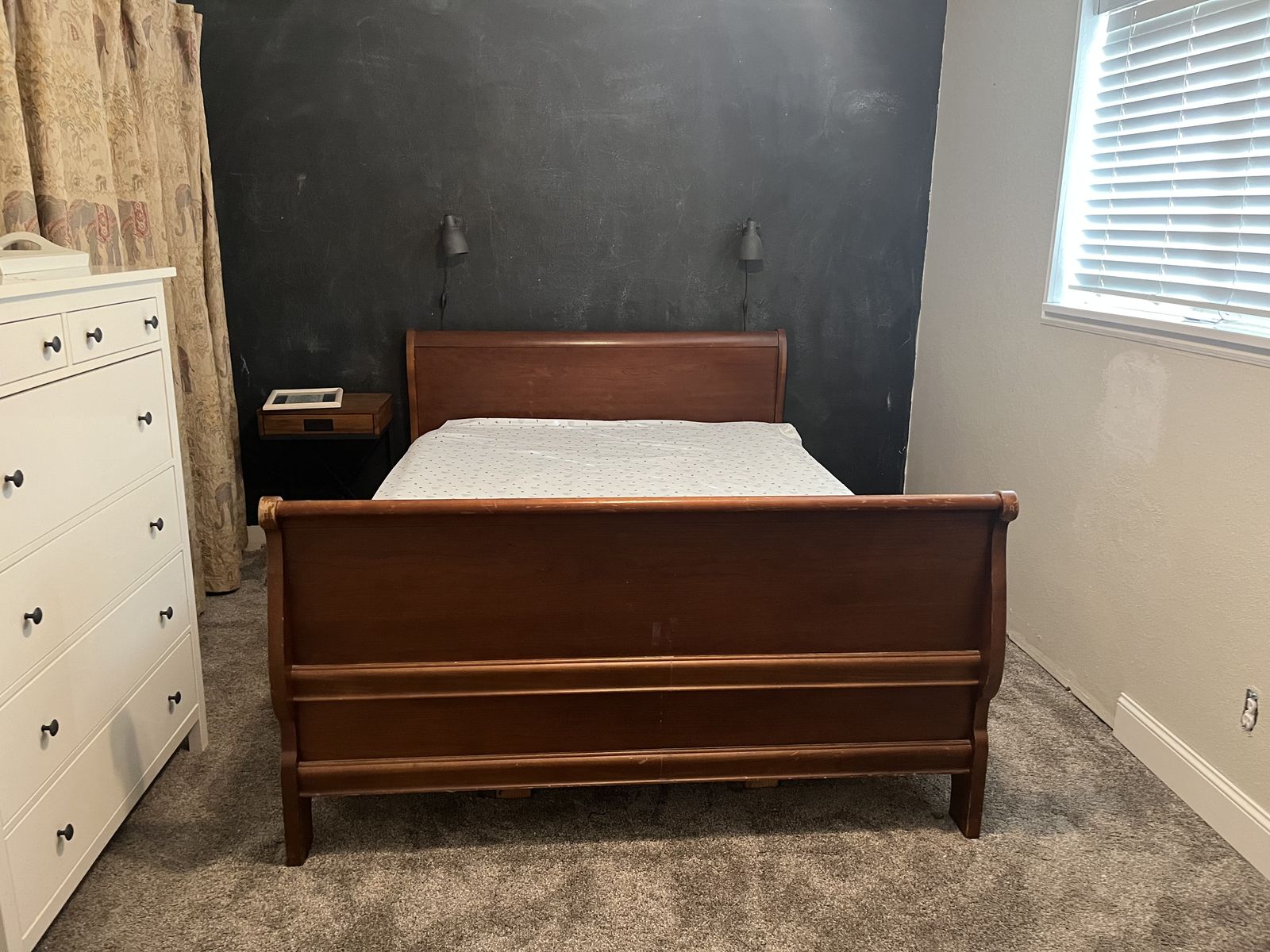 Solid Cherry Queen Sleigh Bed Frame