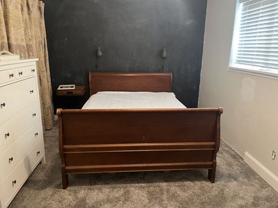 Solid Cherry Queen Sleigh Bed Frame