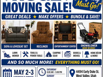 HUGE ESTATE/MOVING SALE – EVERYTHING MUST GO!