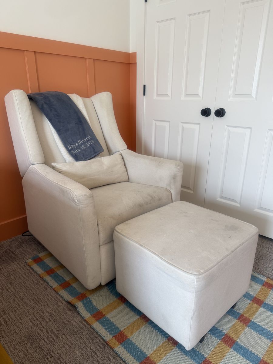 Crate & Barrel Powered Recliner & Ottoman