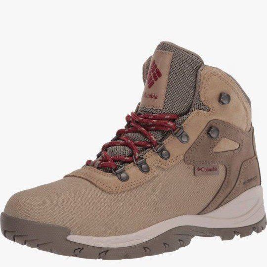 Columbia Newton Ridge Canvas Waterproof Beach Marsala Red Hiking Boots Size 9 Women's