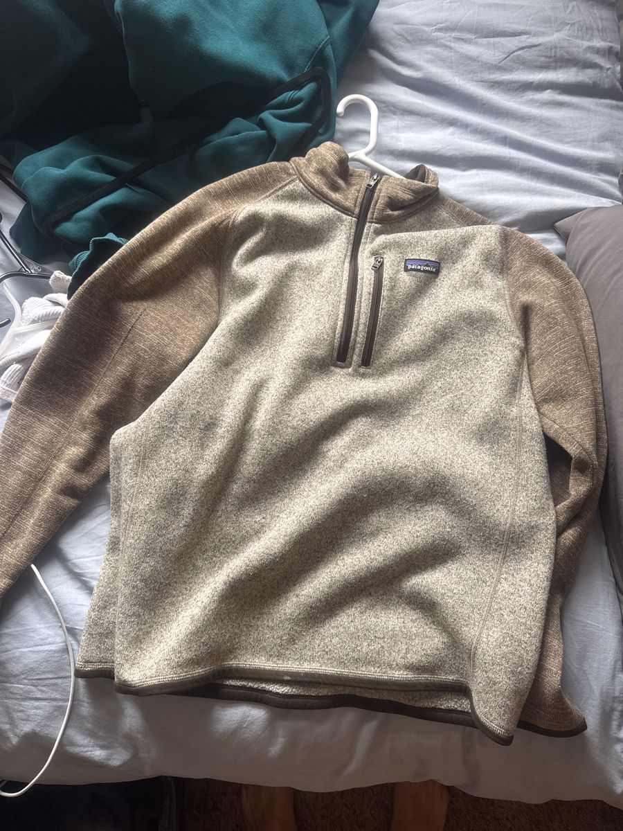 Patagonia Men's Better Sweater Quarter-Zip Fleece Pullover - Khaki/Brown, Excellent Condition