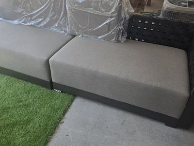 Brenton New Outdoor Patio Sectional Sofa Gray Cushions Woven Black Frame