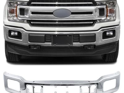 Split Front Bumper Face Bar Steel Chrome Fit for Ford F-150 2018-2020 W/Fog Hole