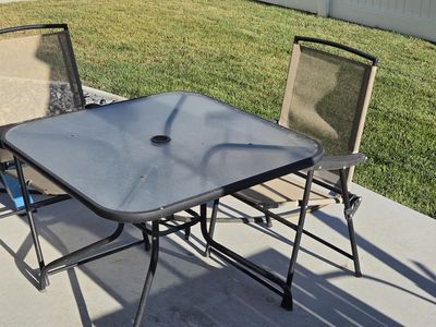Outdoor glass table & chairs