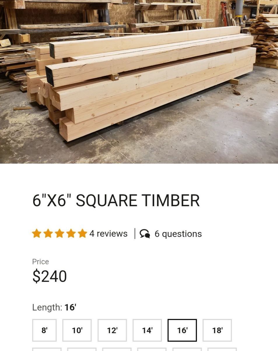 7ea 6x7x16, 2ea 6x7x10 Lumber beams