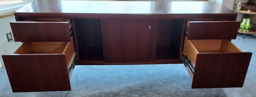 Vintage Hardwood Side Desk or Credenza