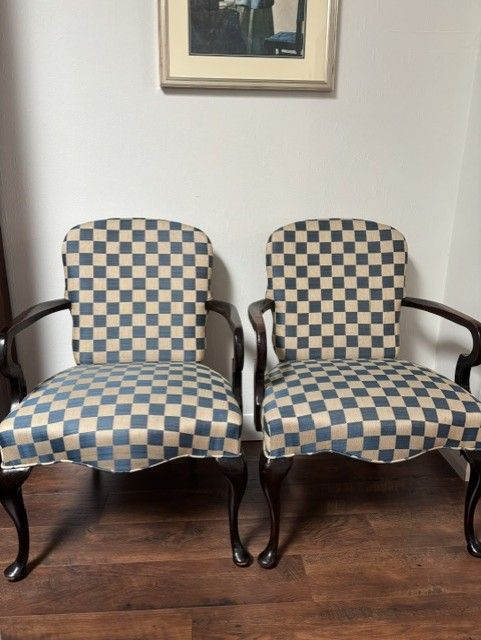 Original pair of Hickory chairs, professionally recovered $250
