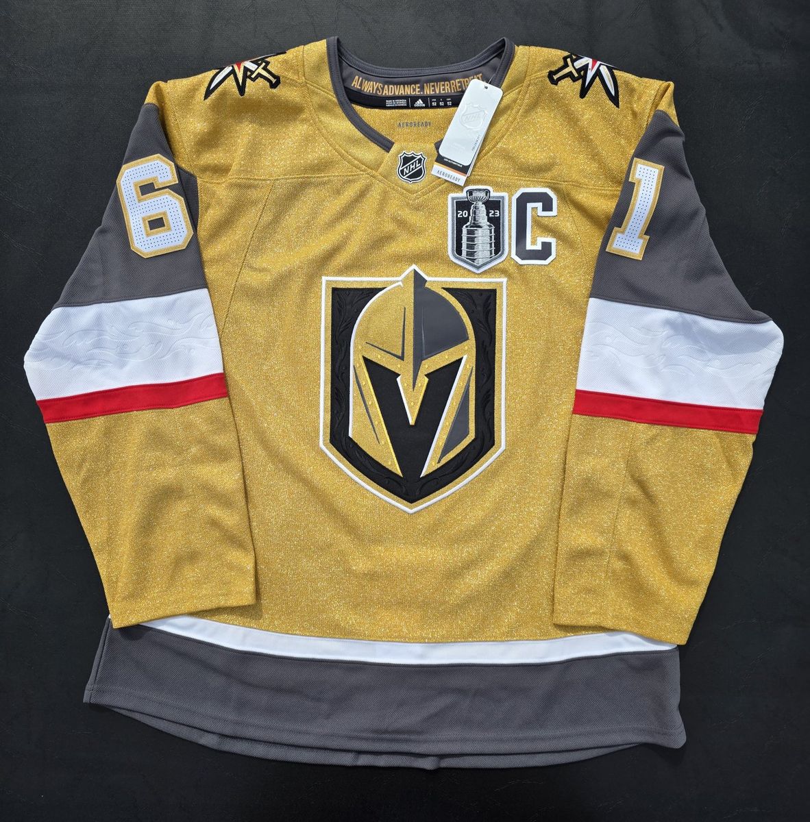 Vegas Golden Knights Mark Stone #61 Stanley Cup Champions 2023 Adidas Aeroready Jersey Size 52